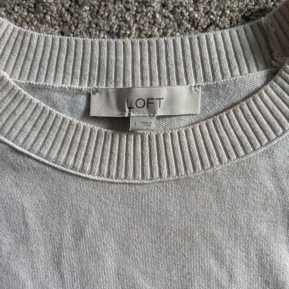 LOFT Off-White Ribbed Sweater - Picture 3 of 3